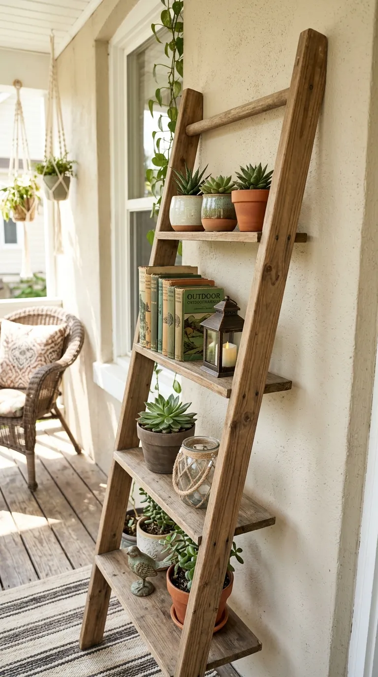 Wooden Ladder Shelf