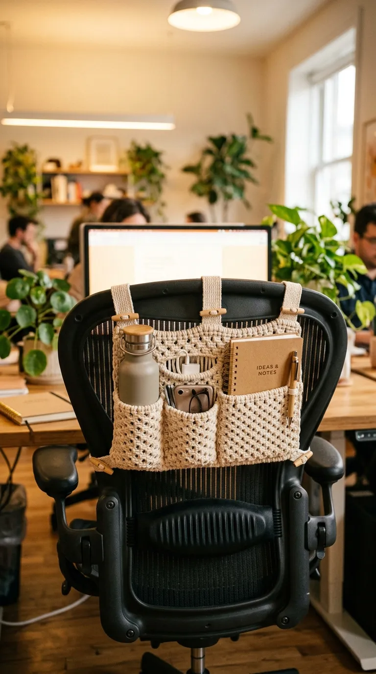 Woven Desk Chair Back Organizer
