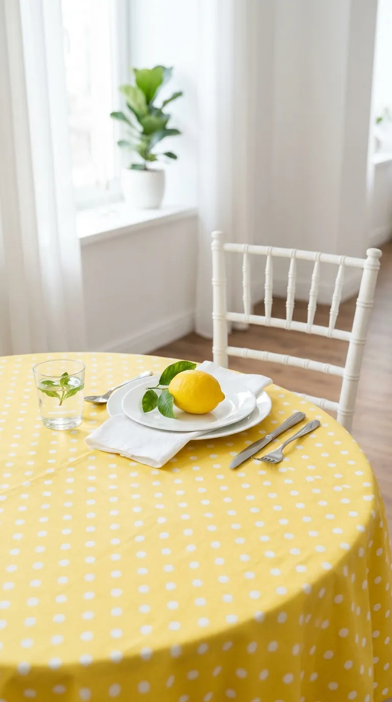 Yellow Polka Dot Tablecloth