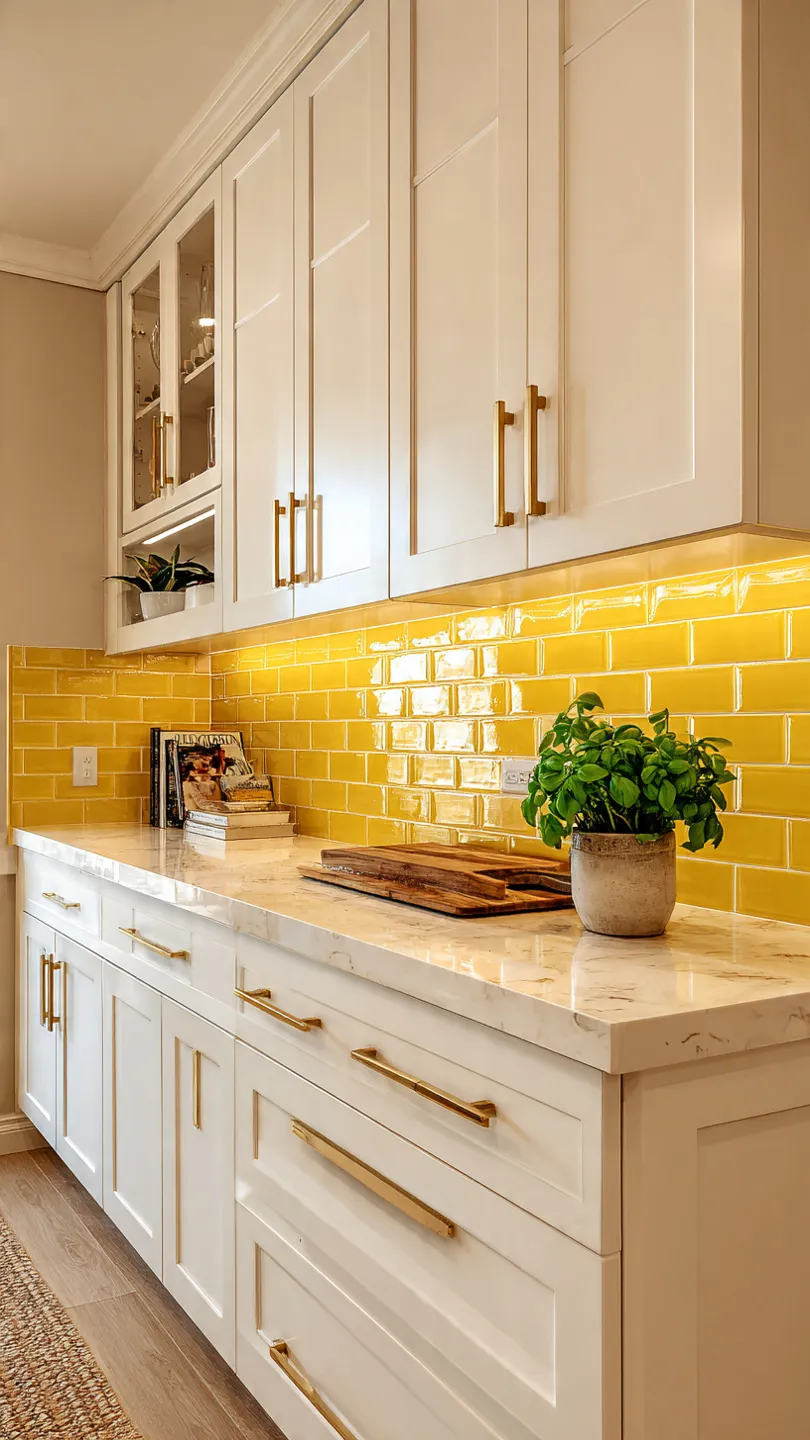 Yellow Subway Tile Backsplash