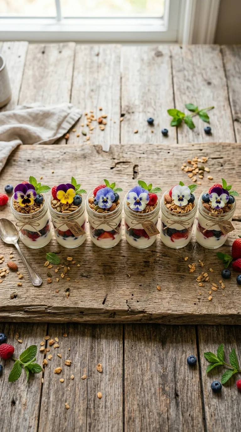 Yogurt Parfait & Pansy Jars