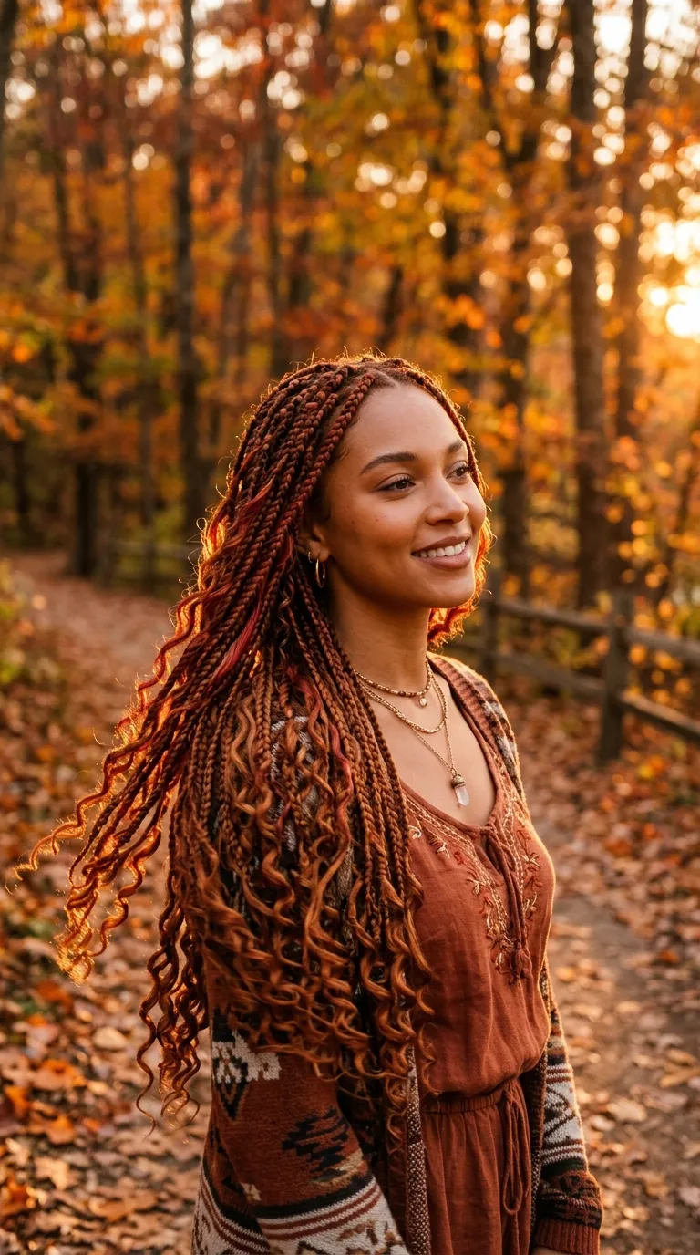 Auburn Tones Boho Braids