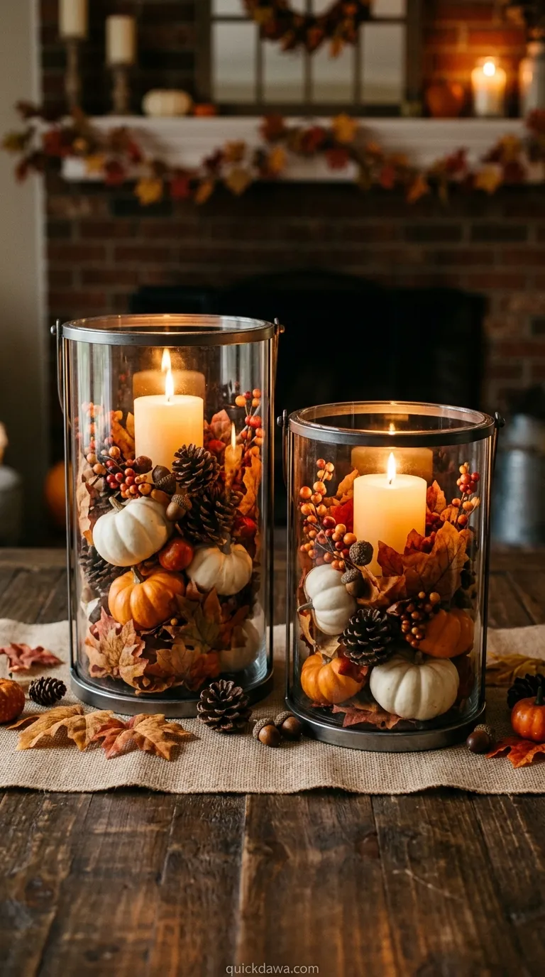 Autumn Botanical Hurricane Lanterns