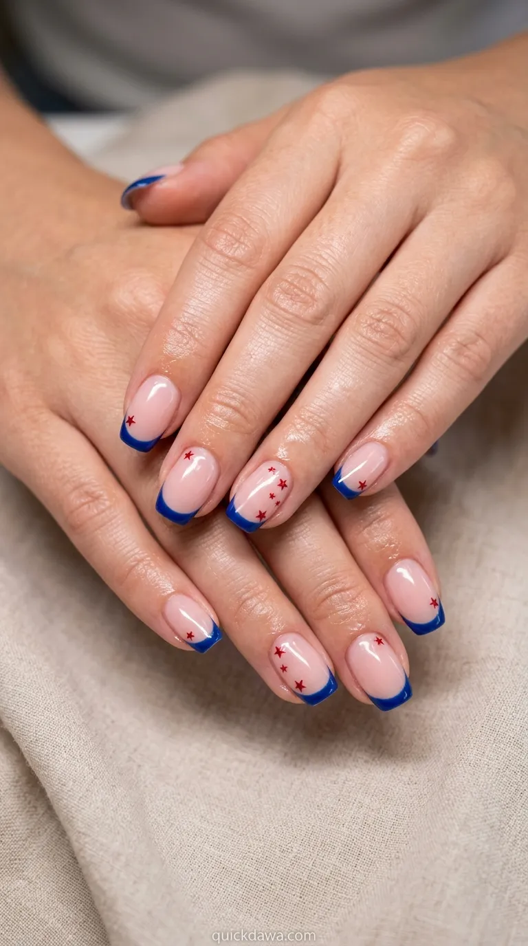 Blue French with Red Details