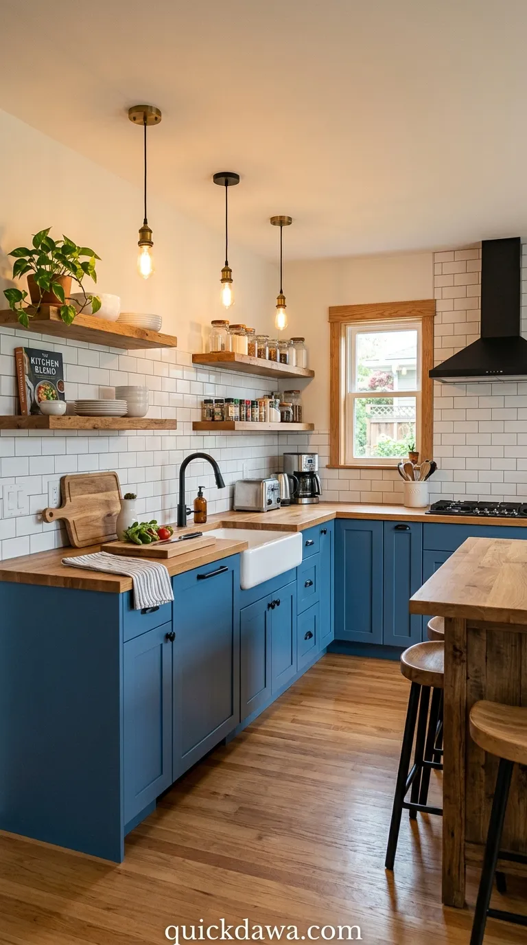 Blue and Natural Wood