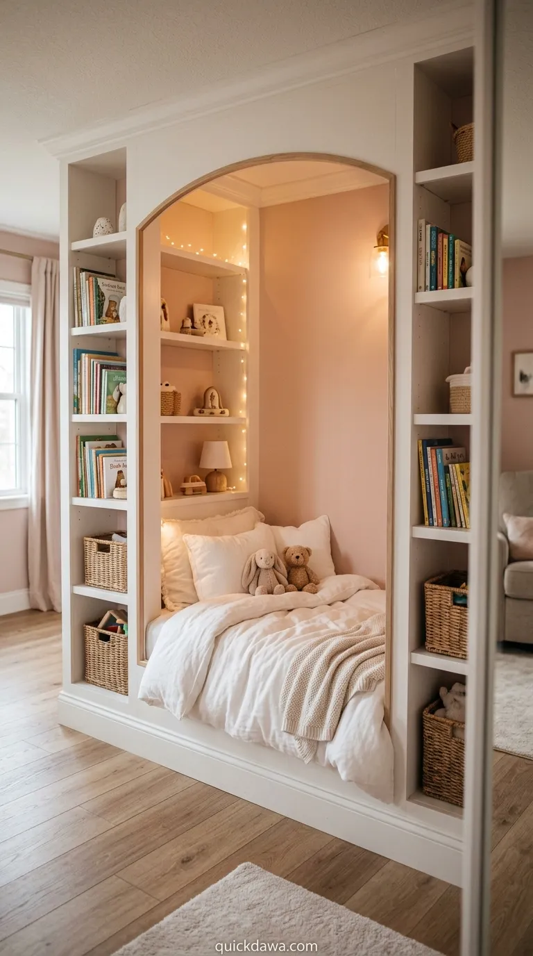 Built-In Pink Bed Nook