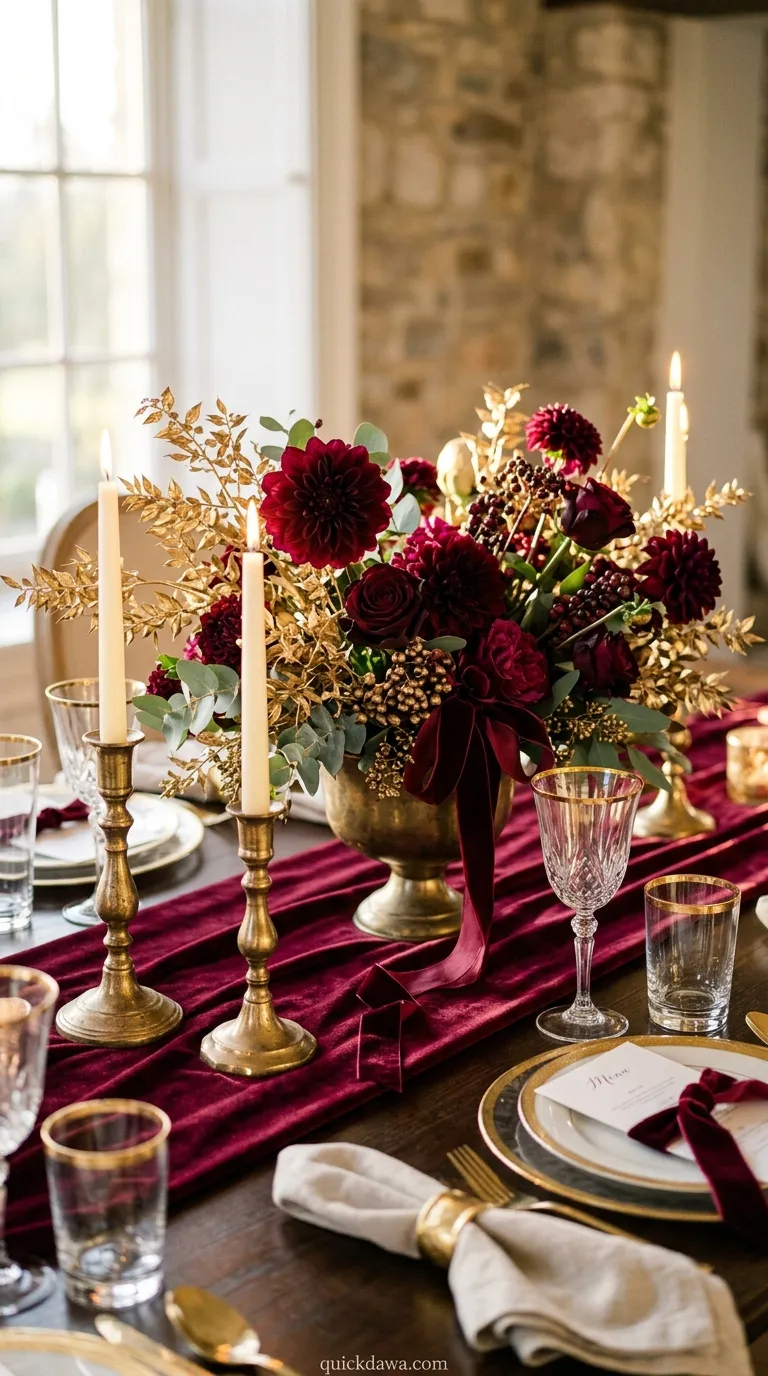 Burgundy and Gold Luxury Display