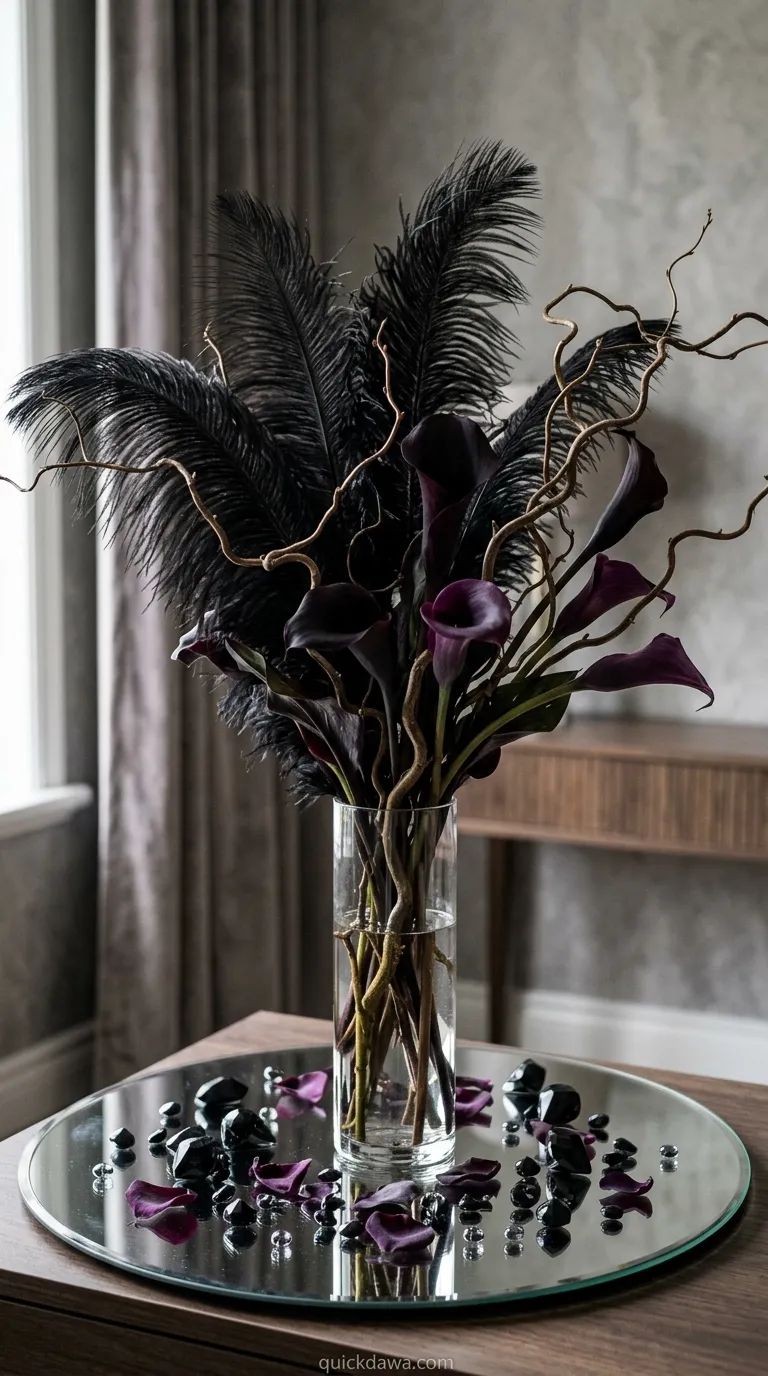 Elegant Black Feather Arrangement