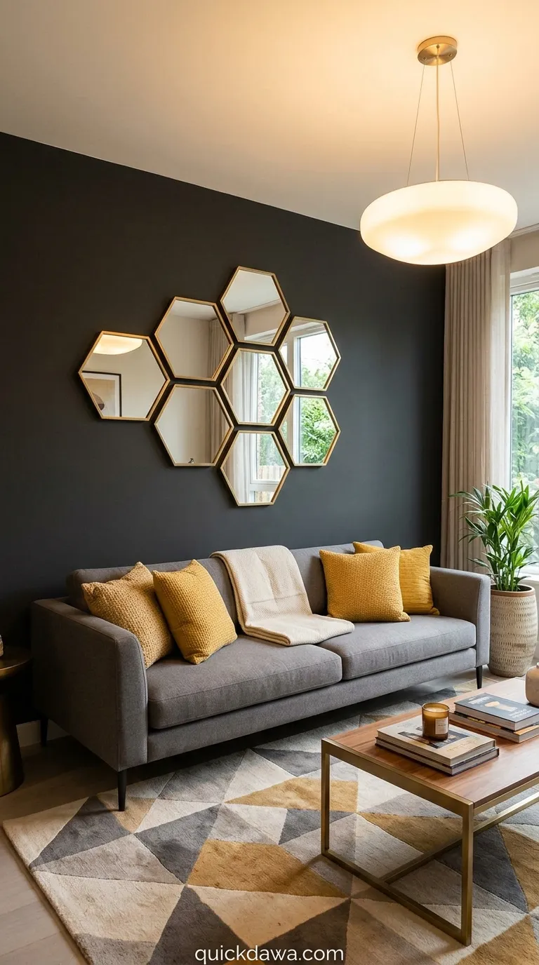 Geometric Hexagon Mirror Set