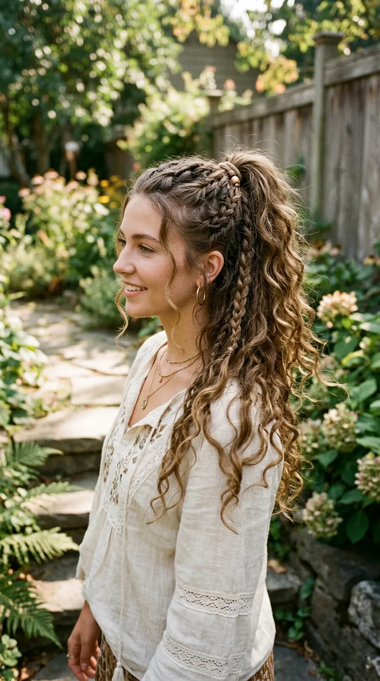 Half-Up Ponytail Boho Braids