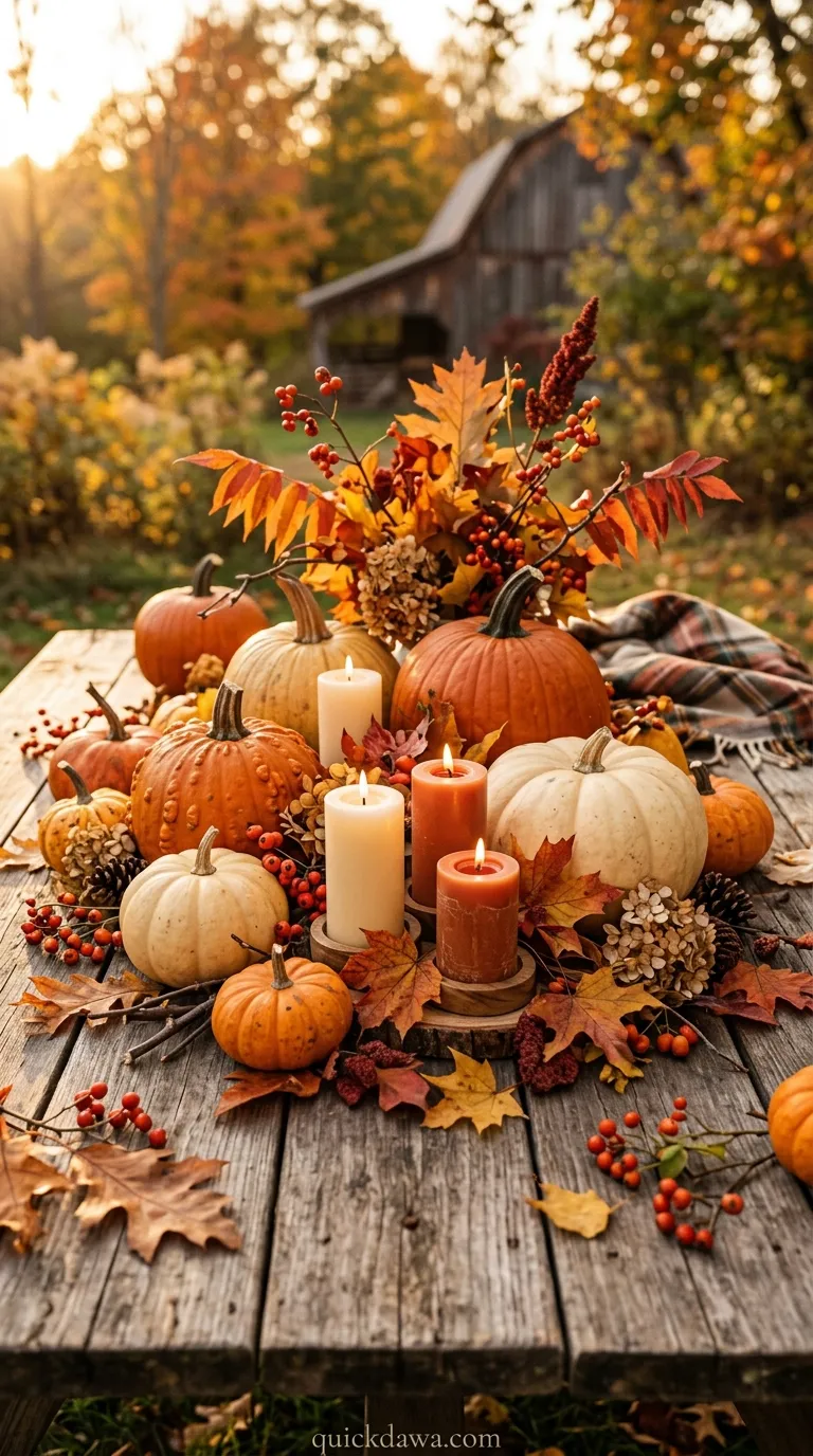 Harvest Pumpkin Candle Cluster
