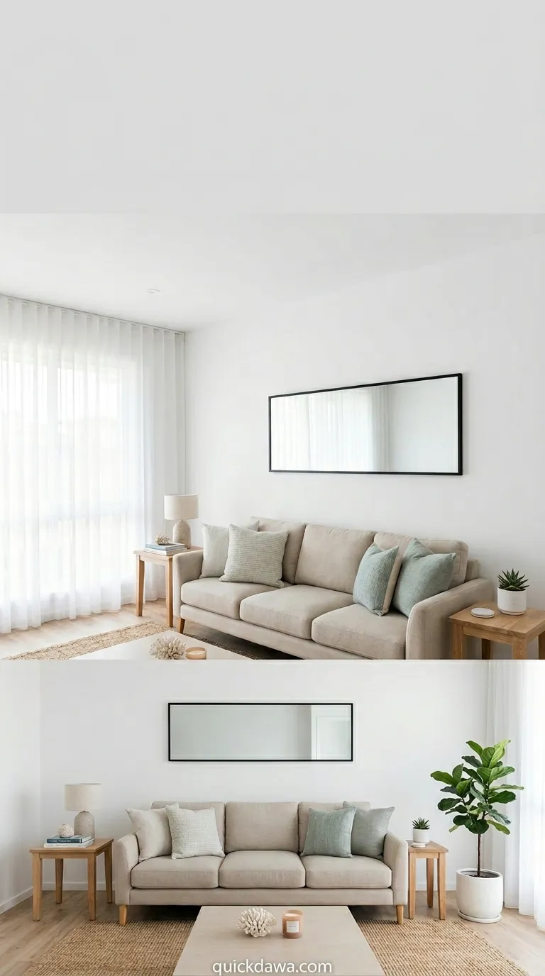 Horizontal Mirror Above Sofa