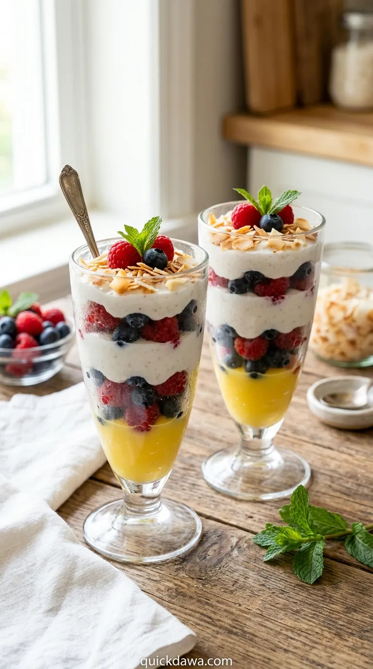 Lemon Berry Coconut Pudding