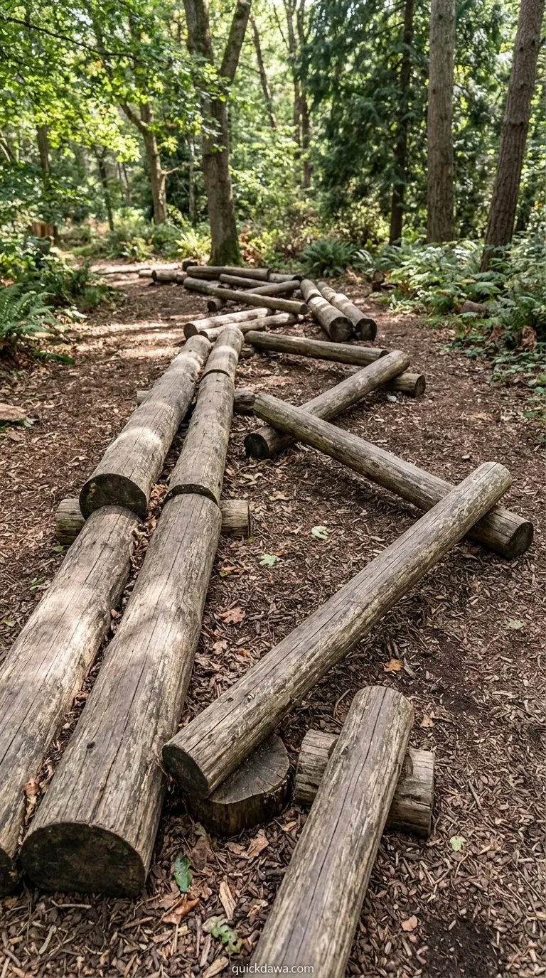 Log Balance Beam Course