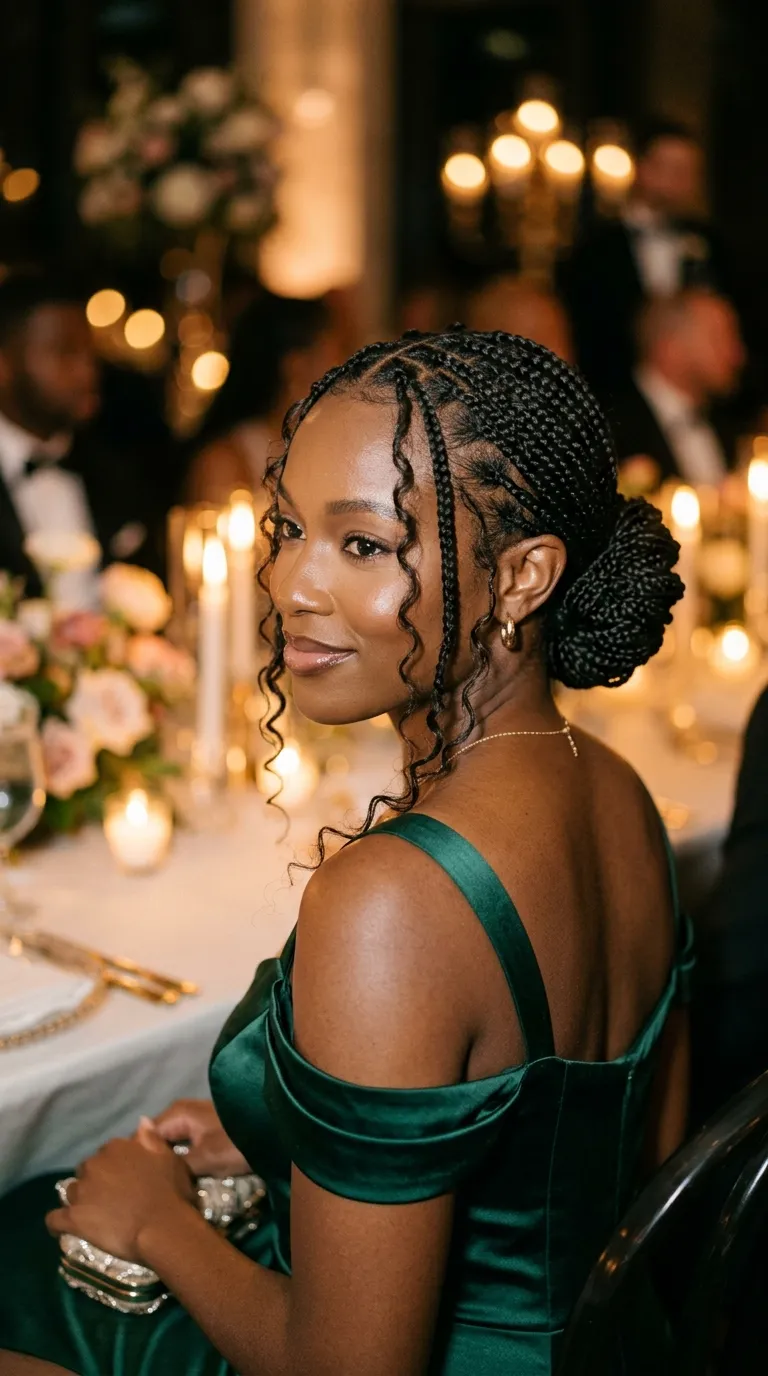 Low Bun with Boho Braids