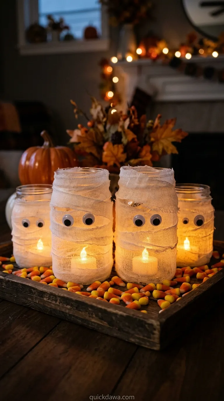 Mason Jar Mummy Luminaries