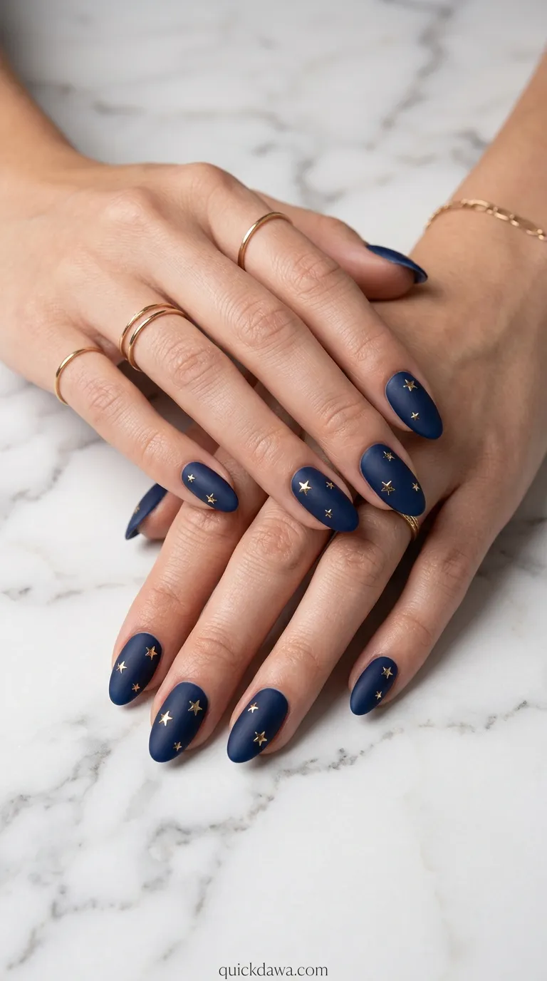 Matte Blue with Gold Stars