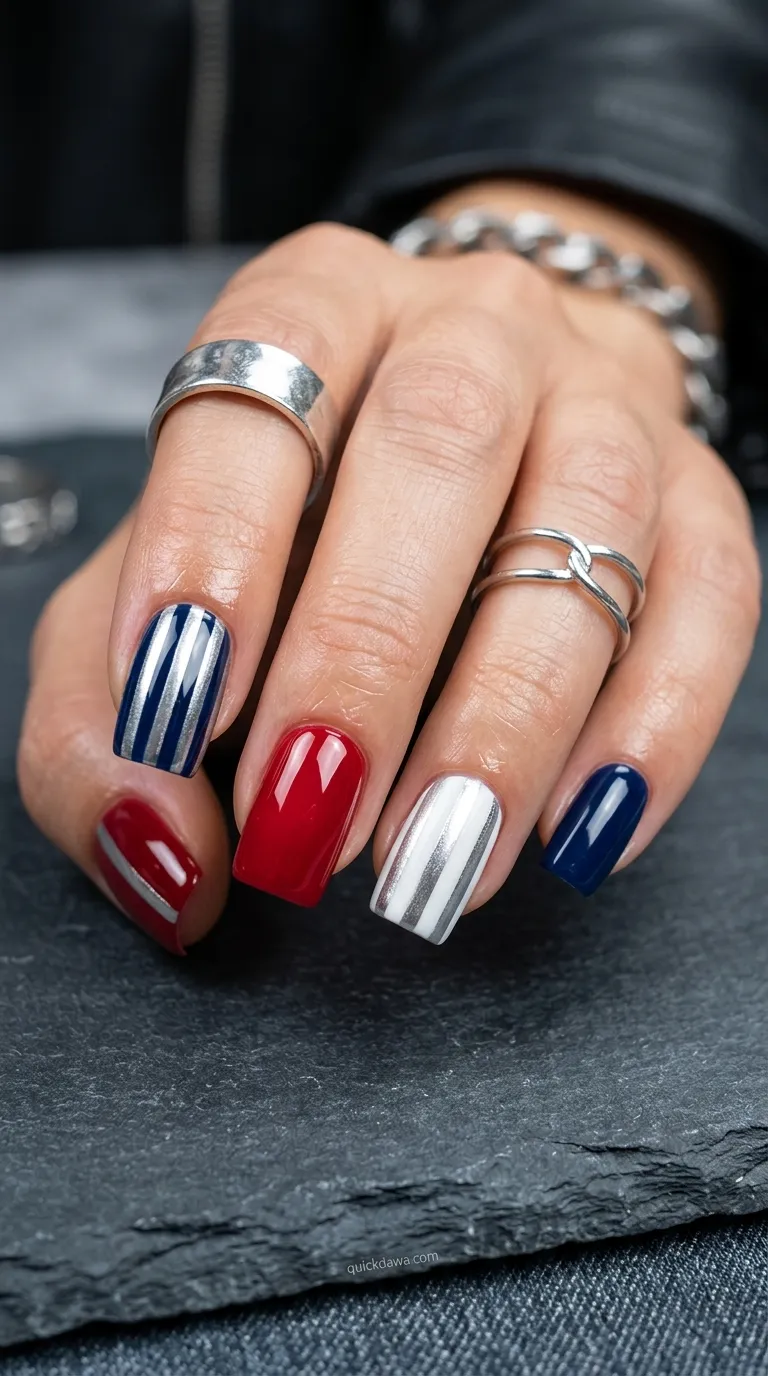 Metallic Silver Stripes