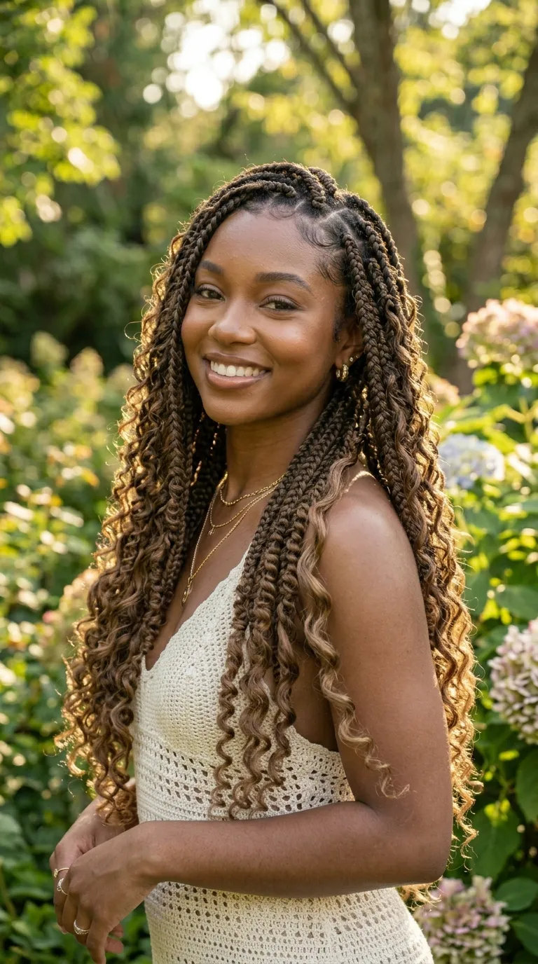 Mixed Curl Sizes Boho Braids