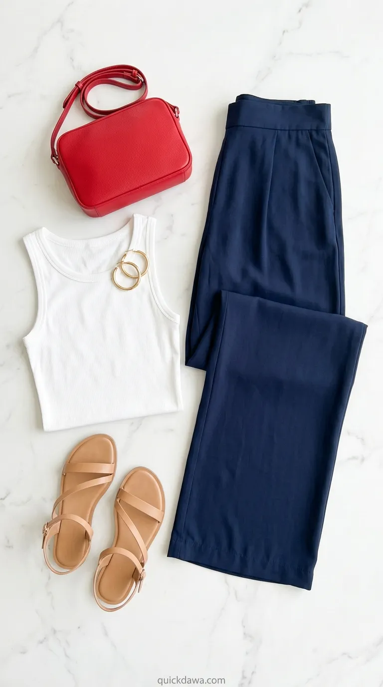 Navy Palazzo Pants Ensemble