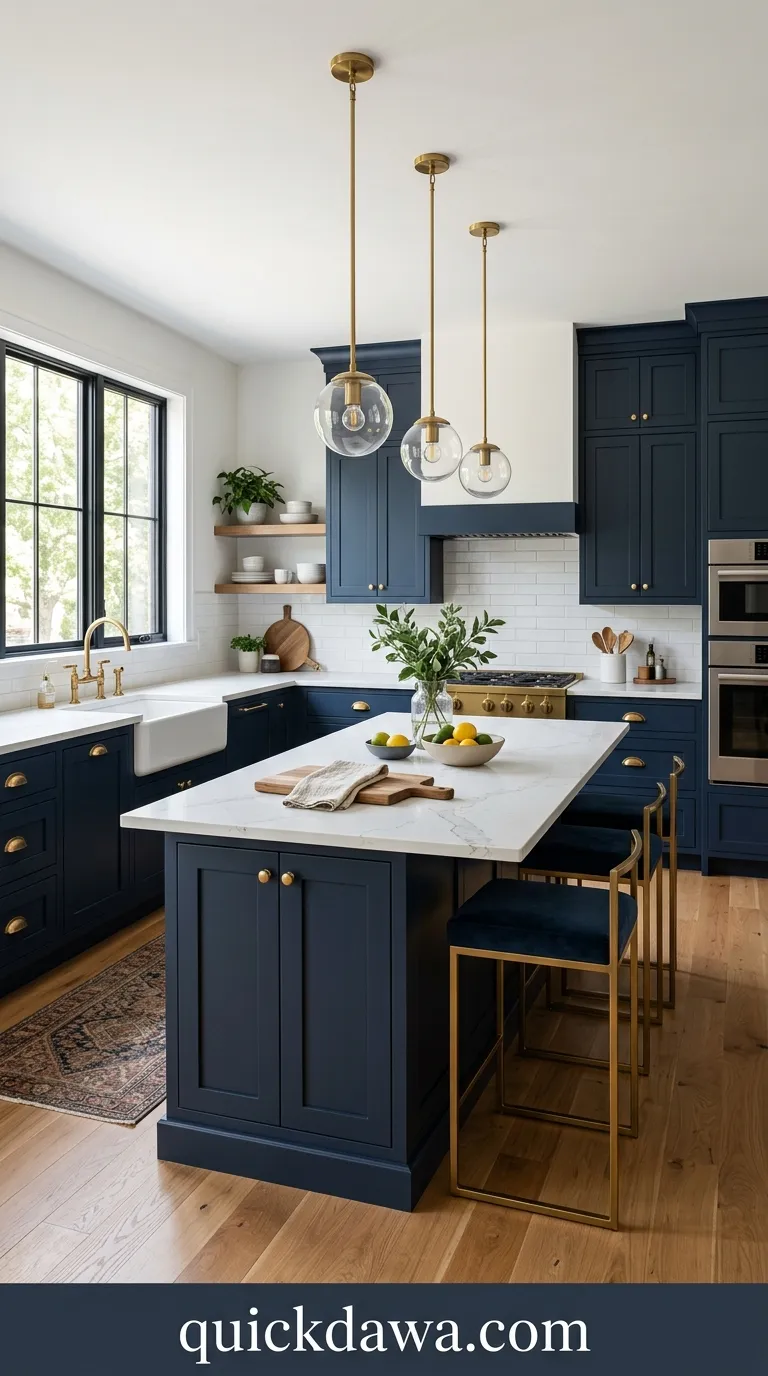 Navy and Brass Accents