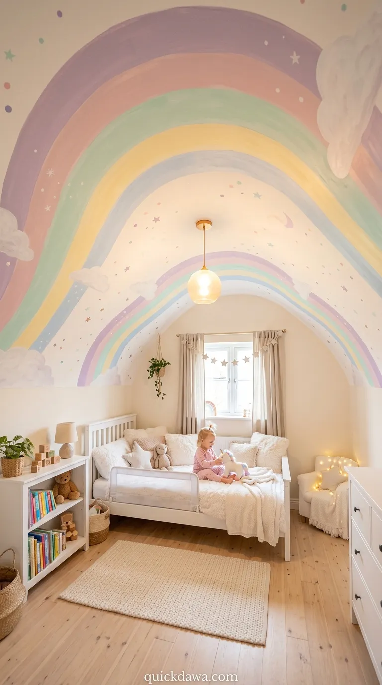 Pastel Rainbow Ceiling Mural