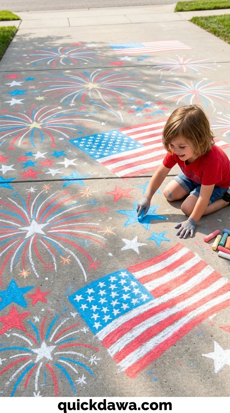 Patriotic Sidewalk Chalk Art