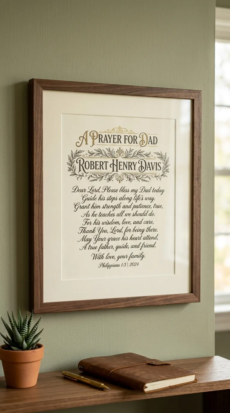 Personalized Prayer for Dad Framed Print