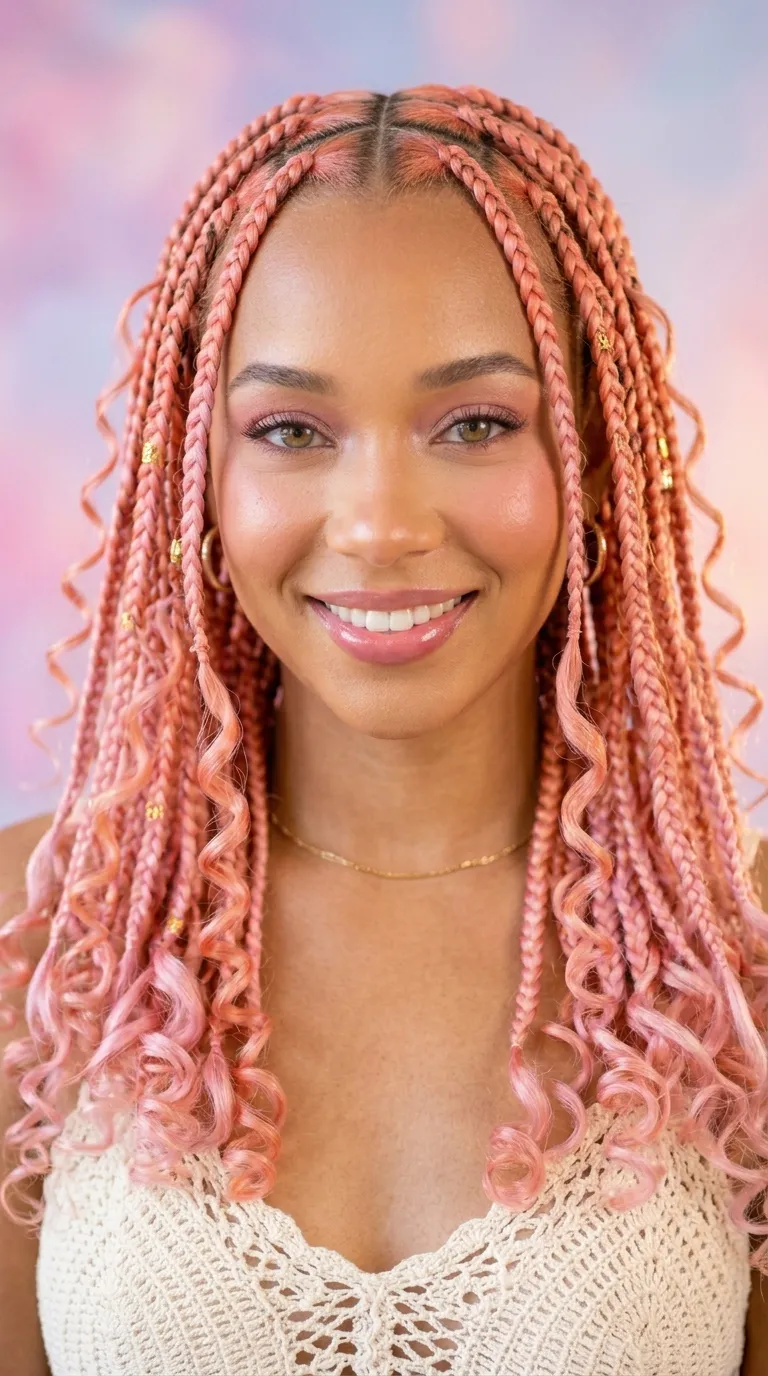 Pink Pomelo Tones Boho Braids