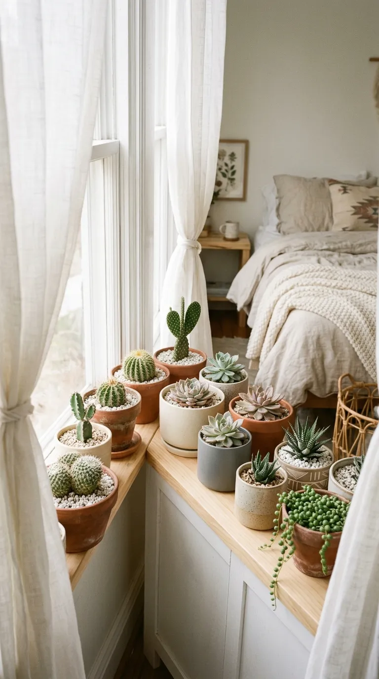 Potted Cacti and Succulents