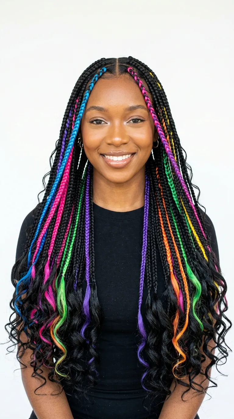 Rainbow Accent Braids