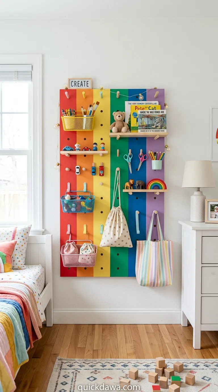 Rainbow Pegboard Storage