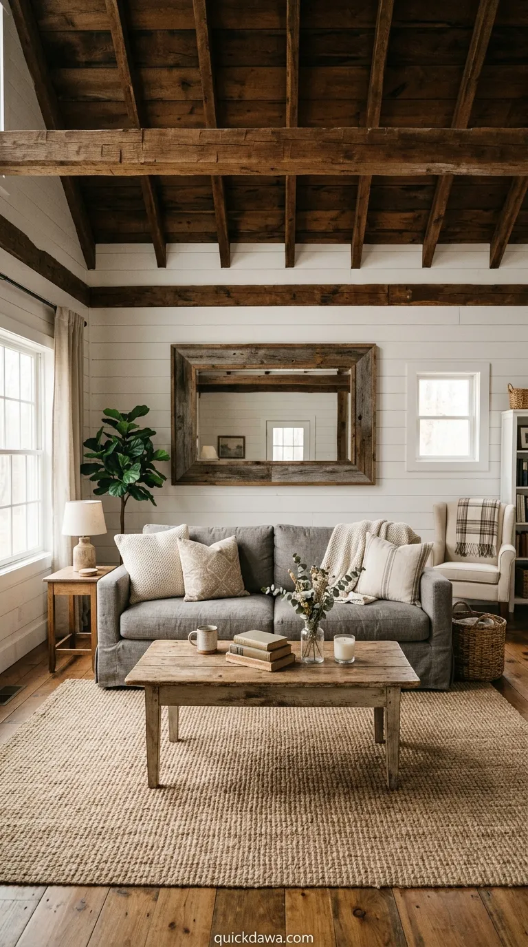 Rustic Wooden Frame Mirror