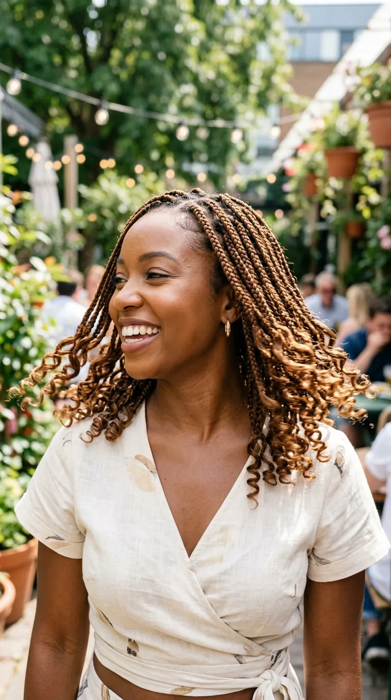 Short Bohemian Knotless Braids