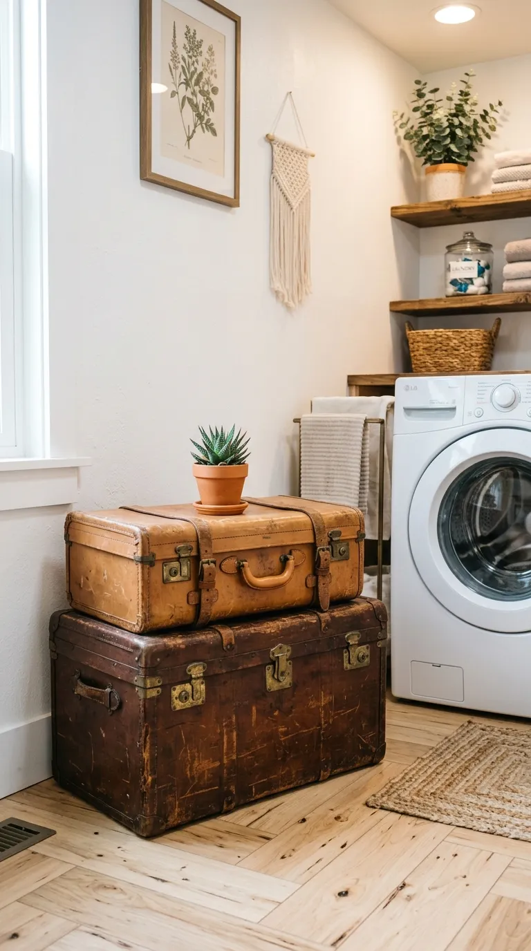 Stacked Vintage Suitcases for Storage