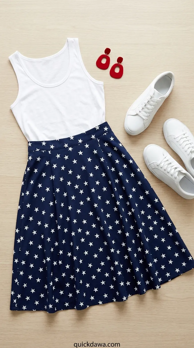 Star-Printed Midi Skirt