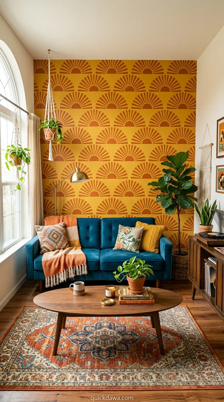 Sunburst Retro Wallpaper