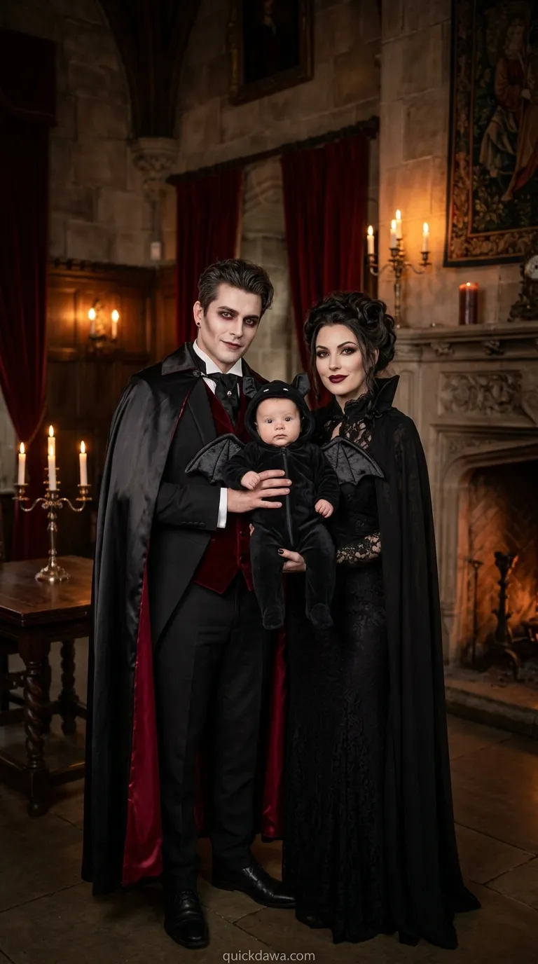 Vampire Parents with Bat Baby