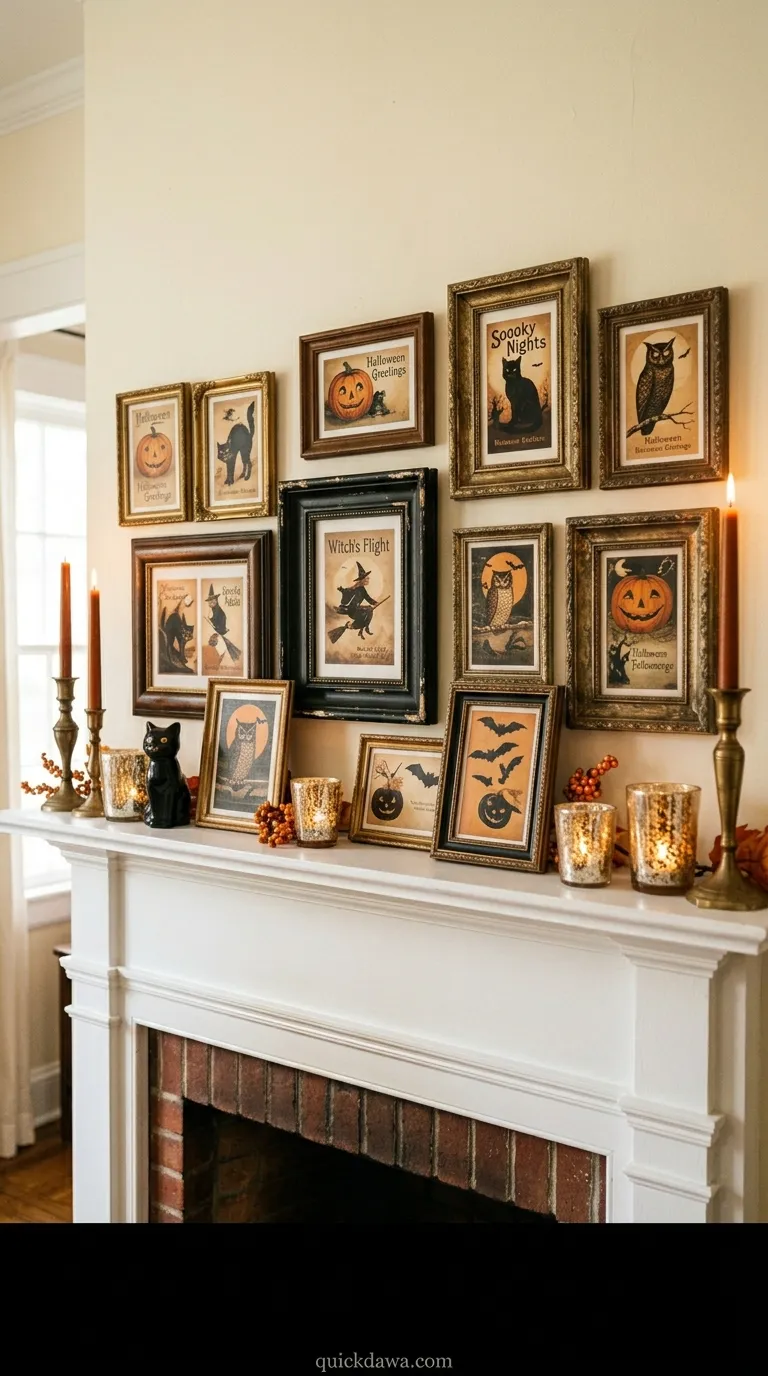 Vintage Halloween Postcards Display
