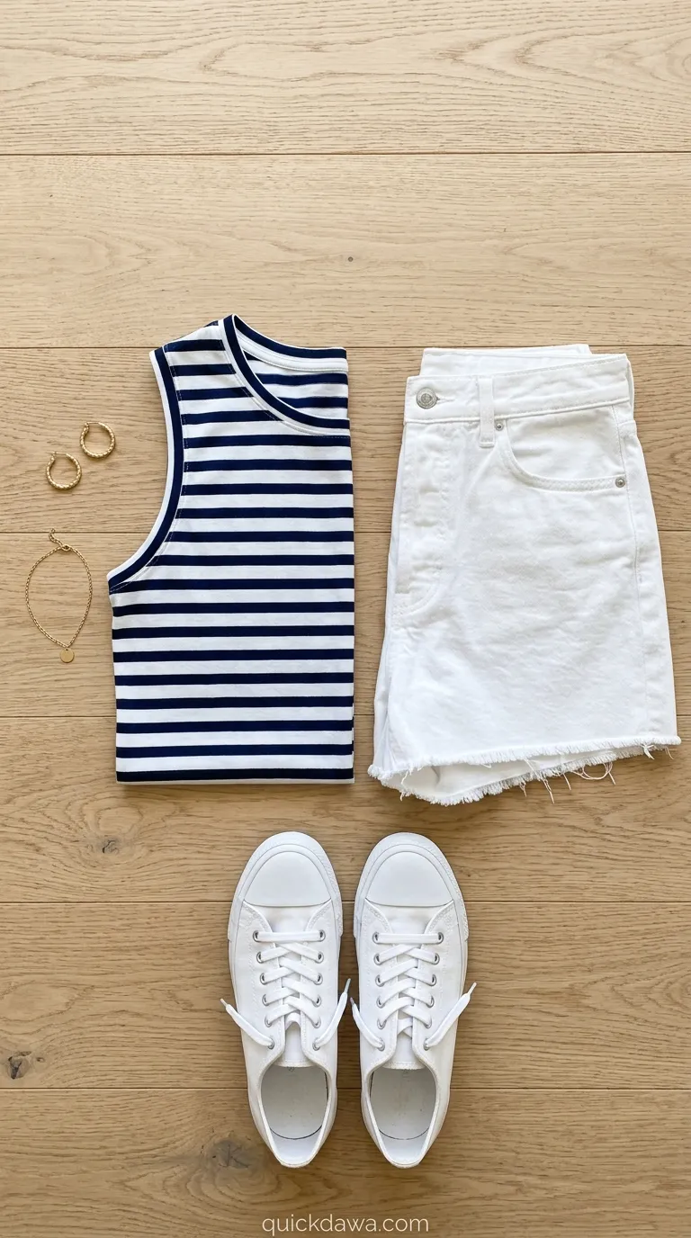 White Denim Cutoffs Combo