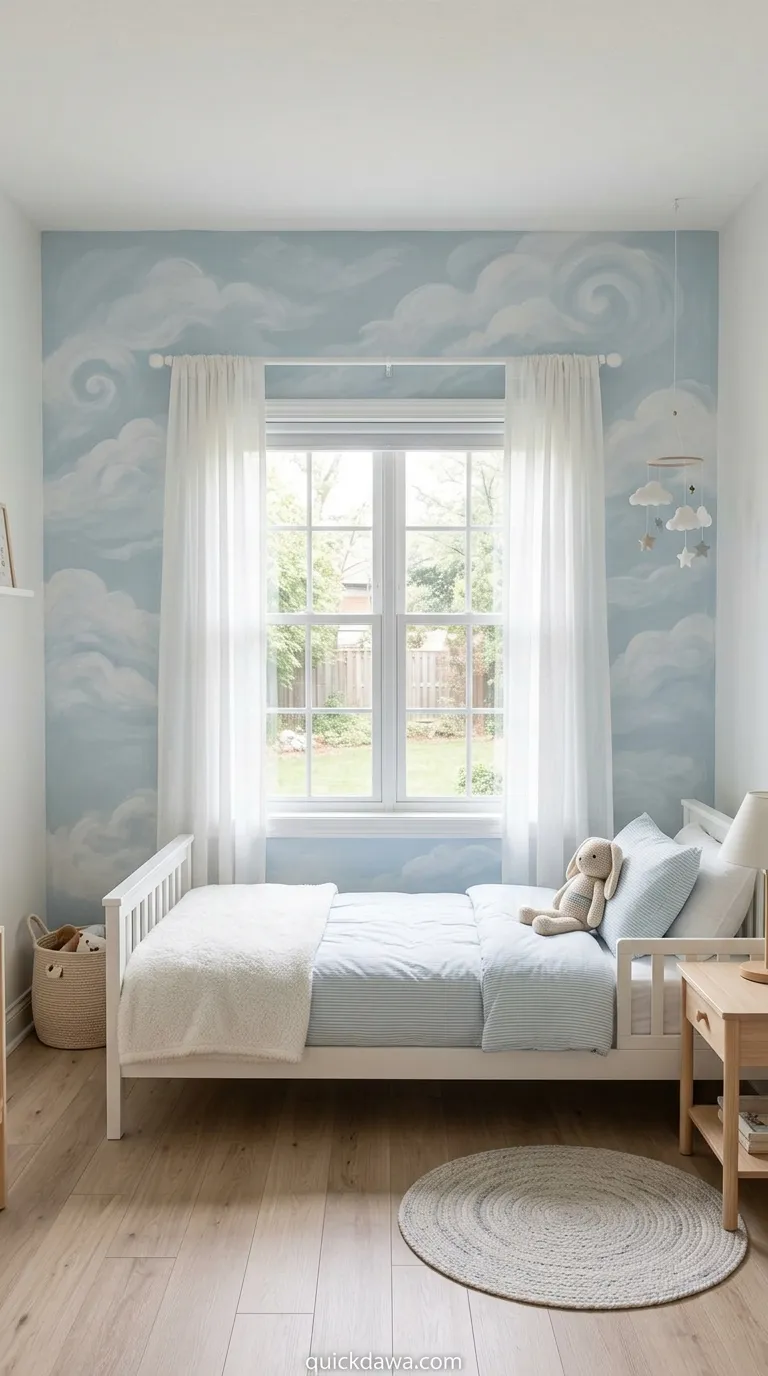 Window Cloud Mural Bed