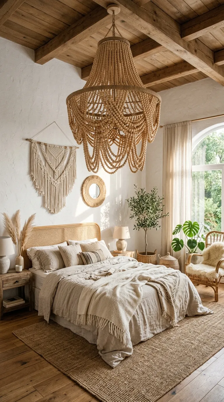 Wooden Beaded Chandelier