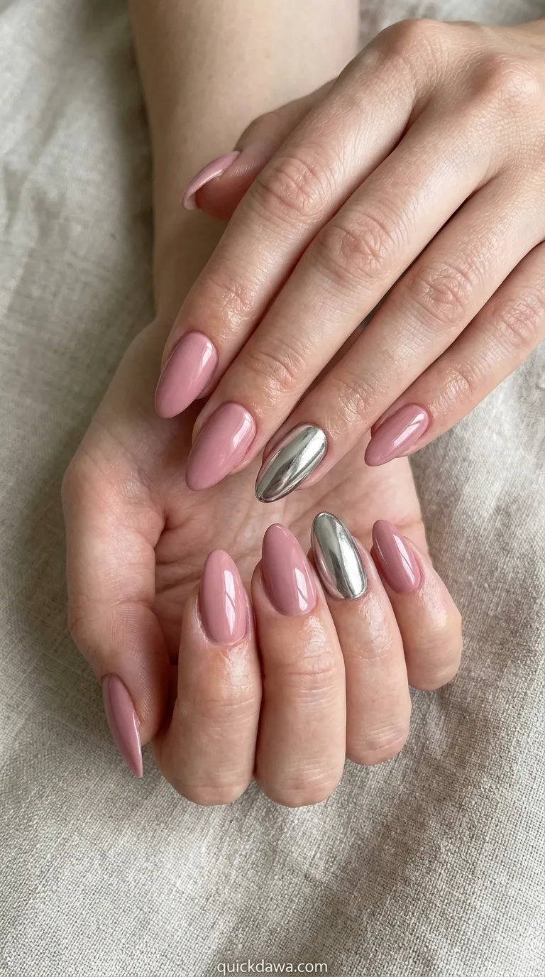 Chrome Accent Nails