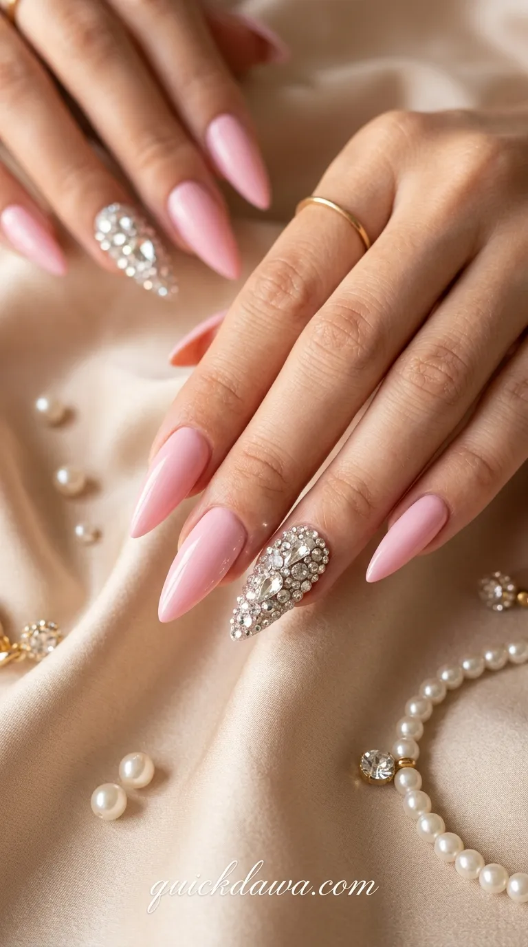 Crystal Studded Accent Nails