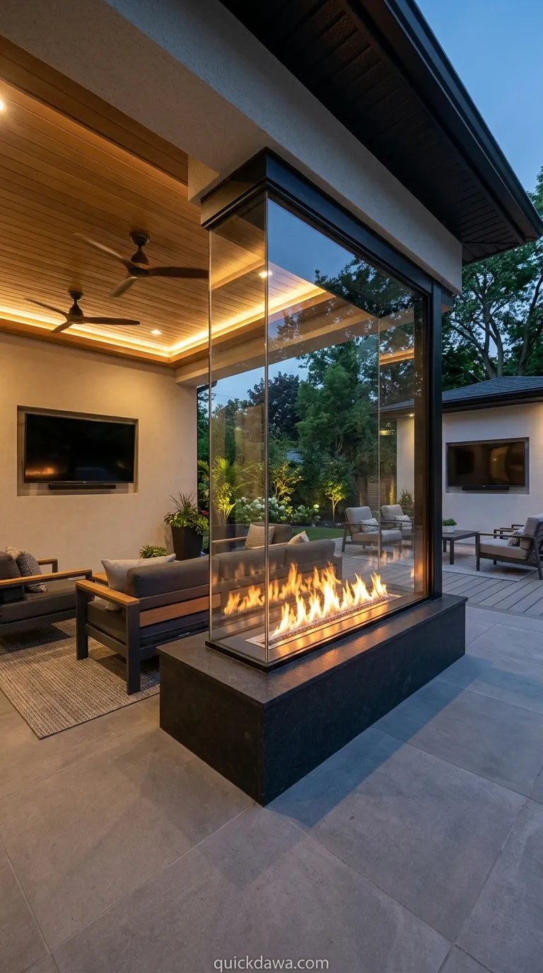 Dual-Sided Fire Feature with Double TV Setup