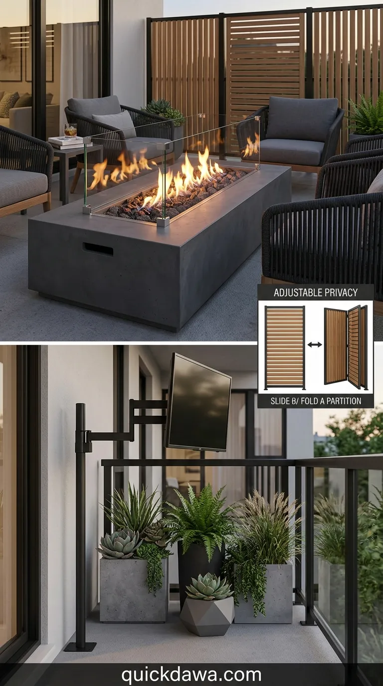 Fire Table with Articulating TV Arm