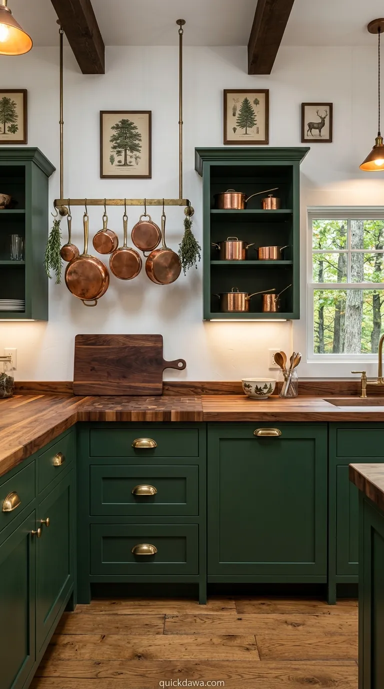 Forest Green and Butcher Block