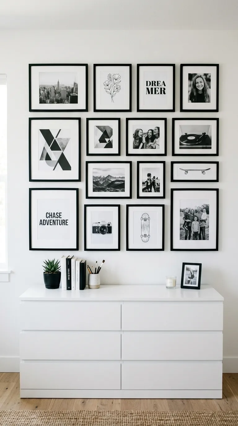 Gallery Wall with Black Frames