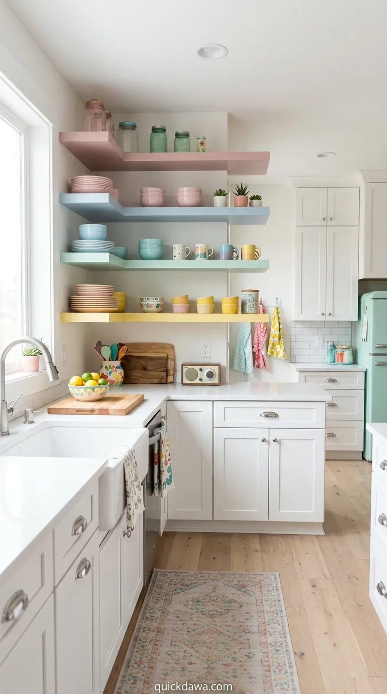 Pastel Rainbow Open Shelving