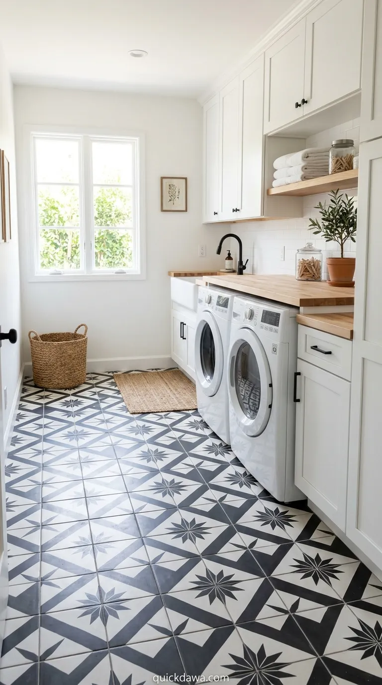 Patterned Tile Floor Statement